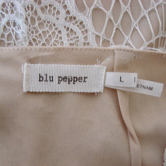 Blu Pepper Beige Ivory Lace Skirt Midi Fringe Boho Wedding Coastal Size Large - Picture 3 of 11